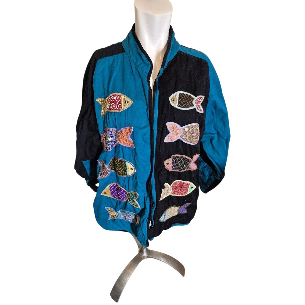 Yak Magik Vintage 90s Y2K Boho Handmade Ornate Jacket Multi-Color Oversized Sz M